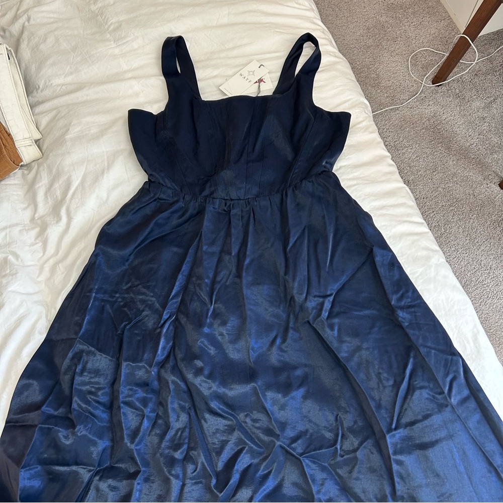 Elegant Navy Blue Midi Dress